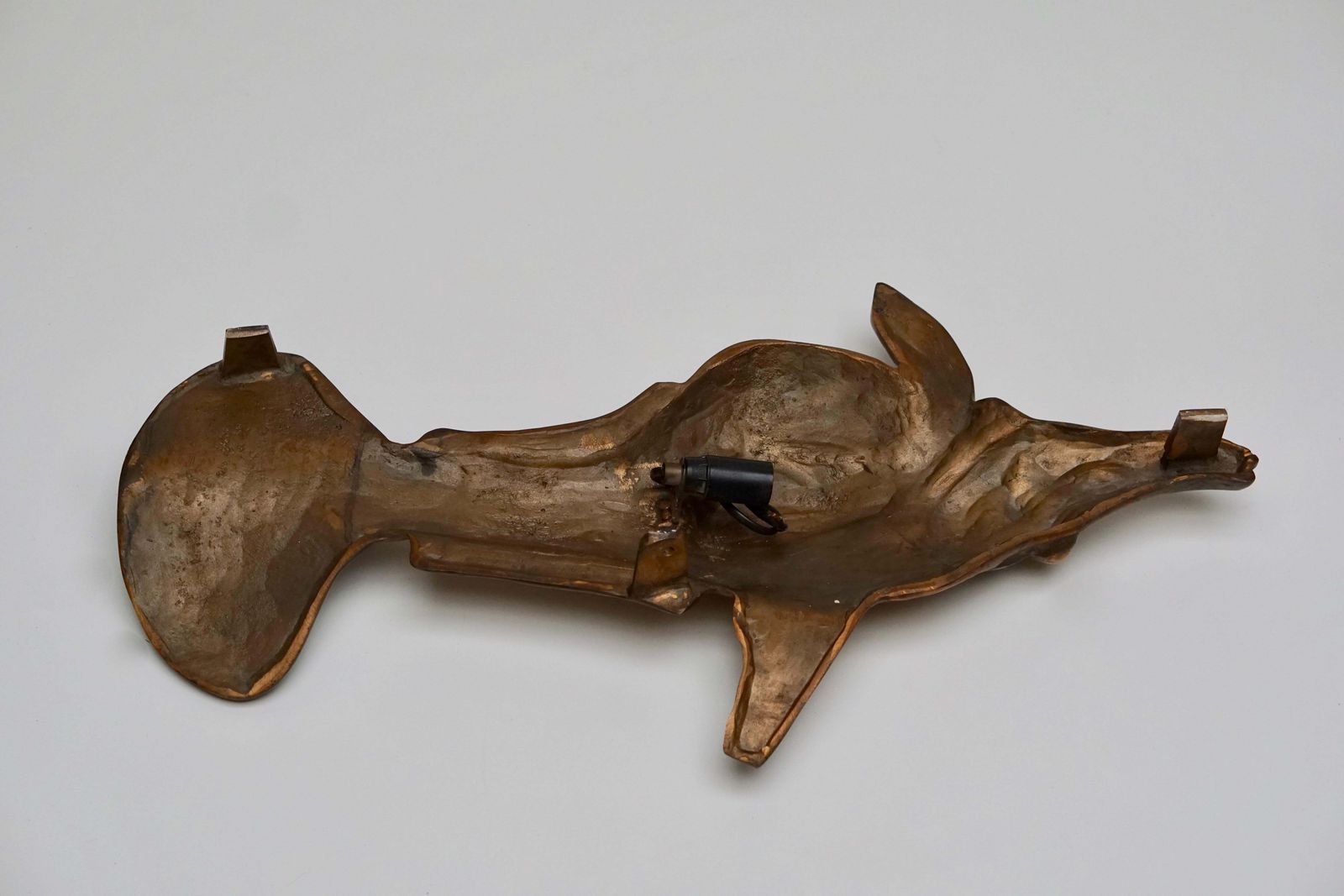 Bronze Wall Sconce Sculpture In The Shape Of A Fish photo vinterior