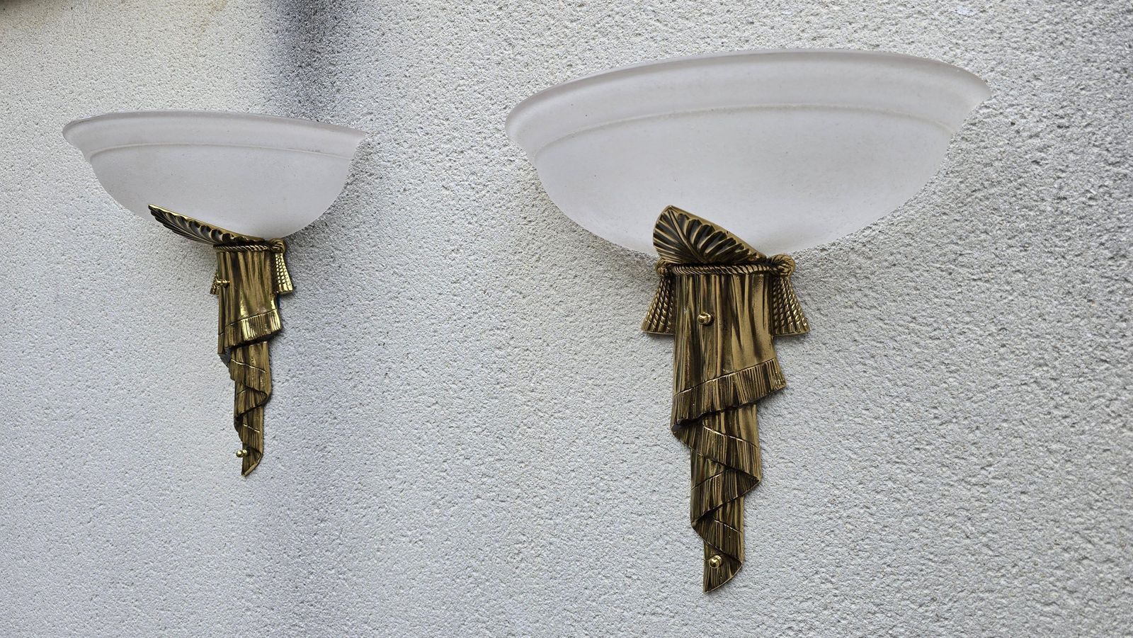 Beautiful Art Deco Wall Lights Made Of Brass With Opal Glass Shade photo buy
