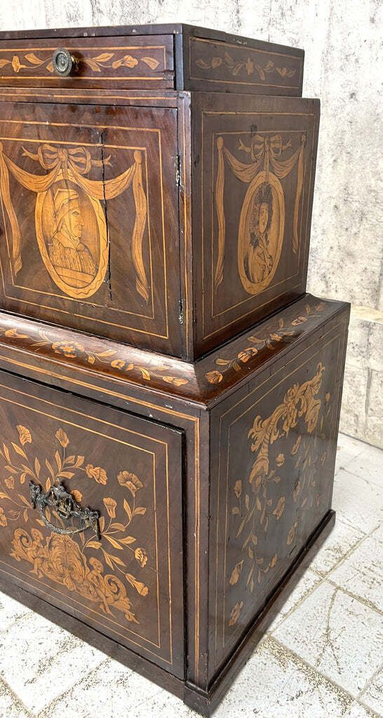 19th Century Continental Style Marquetry Bedside Cabinet Box photo Furniture