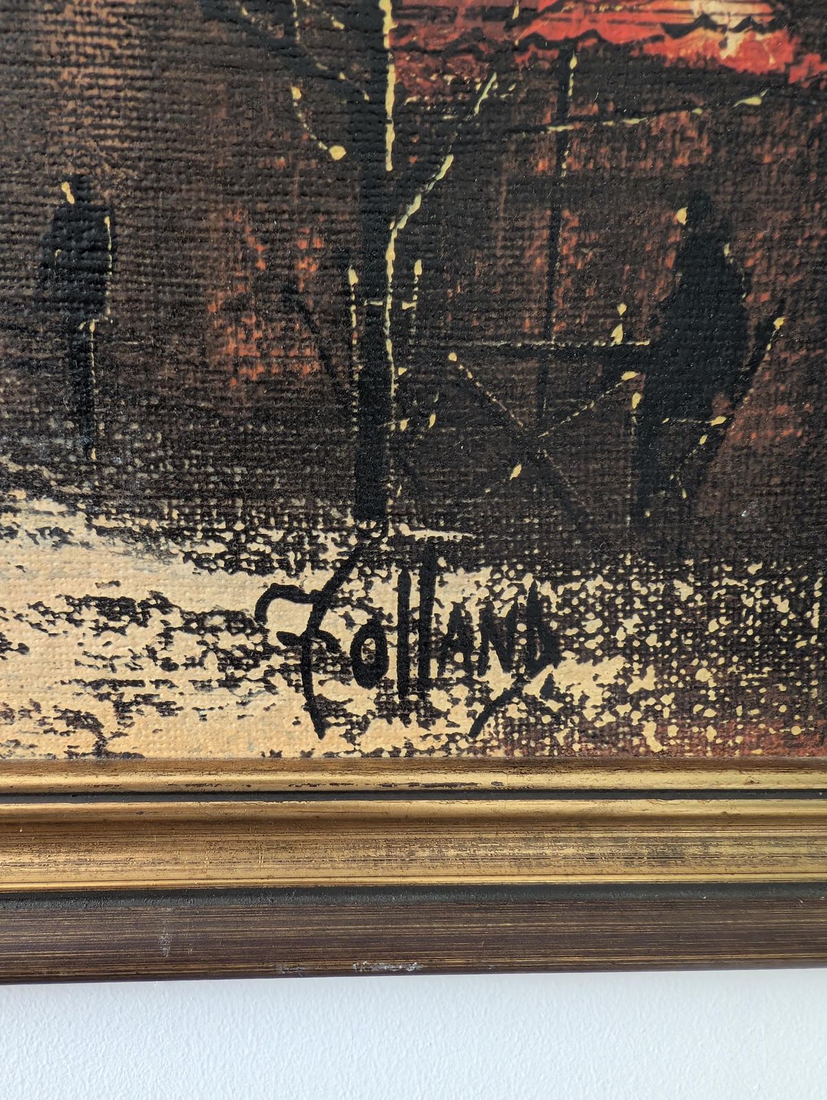 Dimanche By Ron Folland Signed 1960s Print In Original Frame. Vintage Artwork photo Art