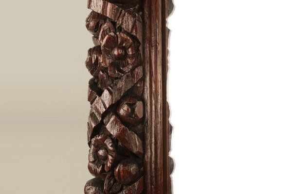 photo furniture Large Baroque Hand Carved Oak Mirror, France, 1800s
