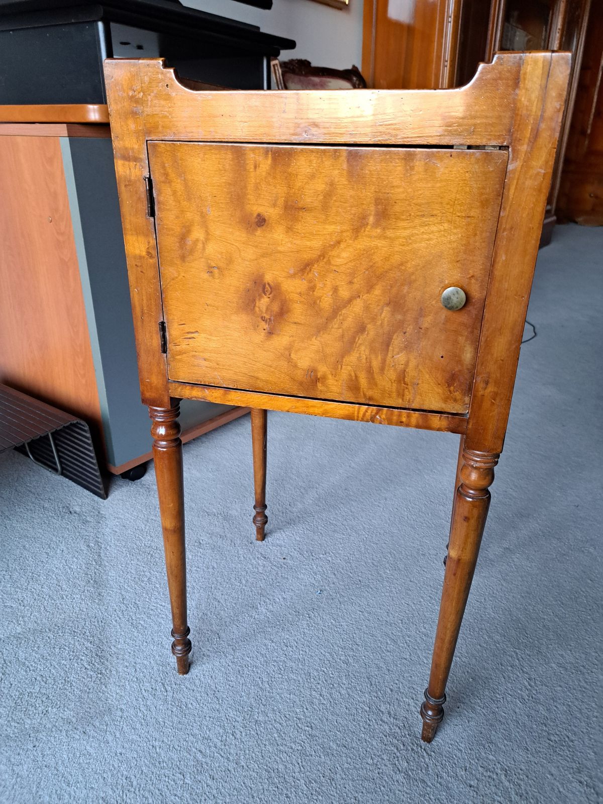 Antique Regency/Directoire Nightstand Cupboard Made Entirely In Birch Root photo for sale
