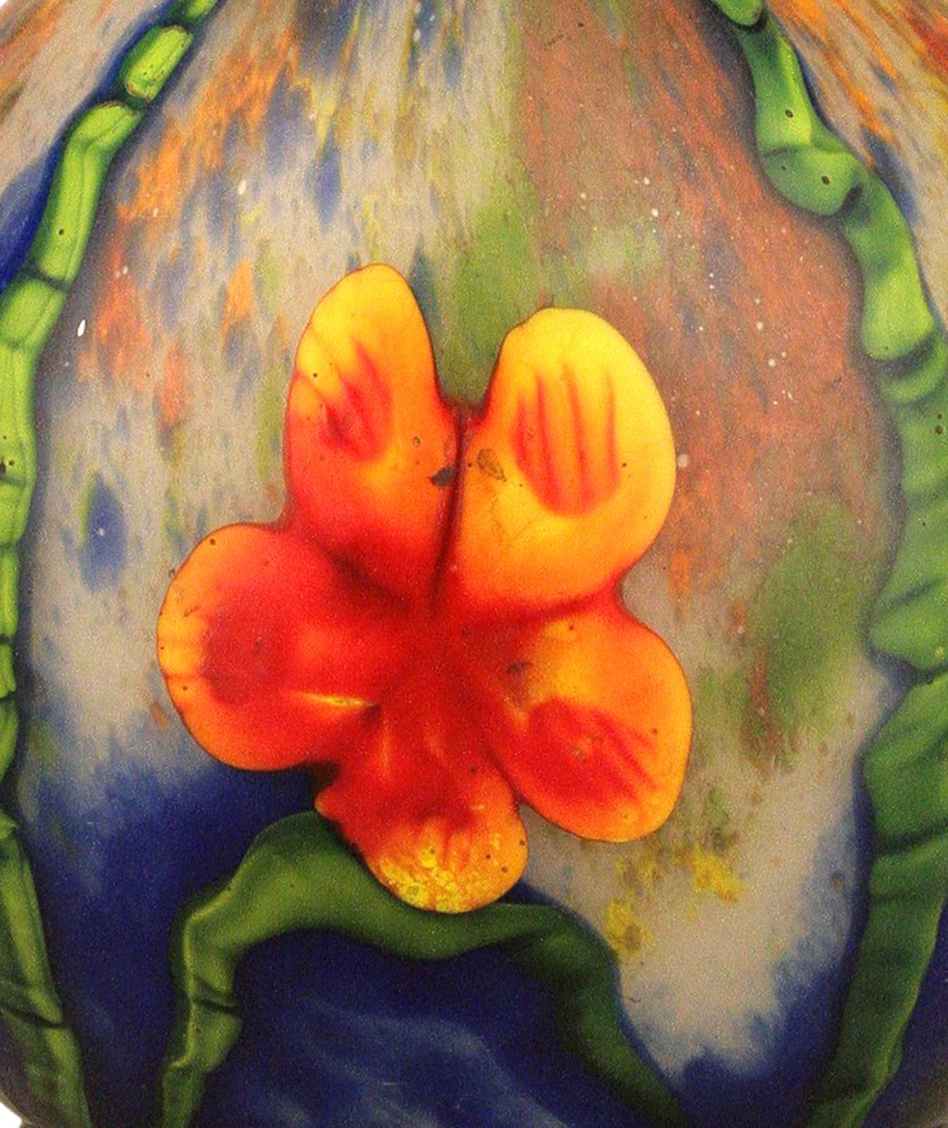 1920s Art Nouveau Czech Bohemian Grand Marquetry Ball Flower Vase By Kralik Glassworks photo 2500.0