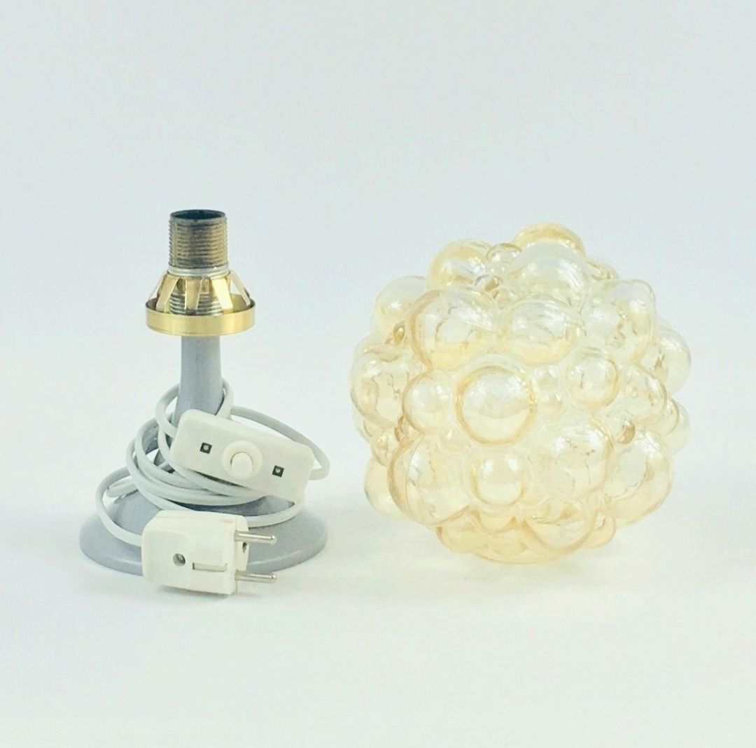 Paar Mid Century Amber Bubble Glass Tafellampen Van Helena Tynell Voor Limburg, Duitsland, Jaren 1960 photo vintage