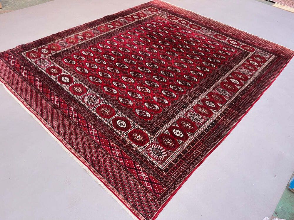 Antique Turkmen Tekke Main Carpet, 302x245 Cm Turkoman Bokhara Red Black 2504 photo furniture