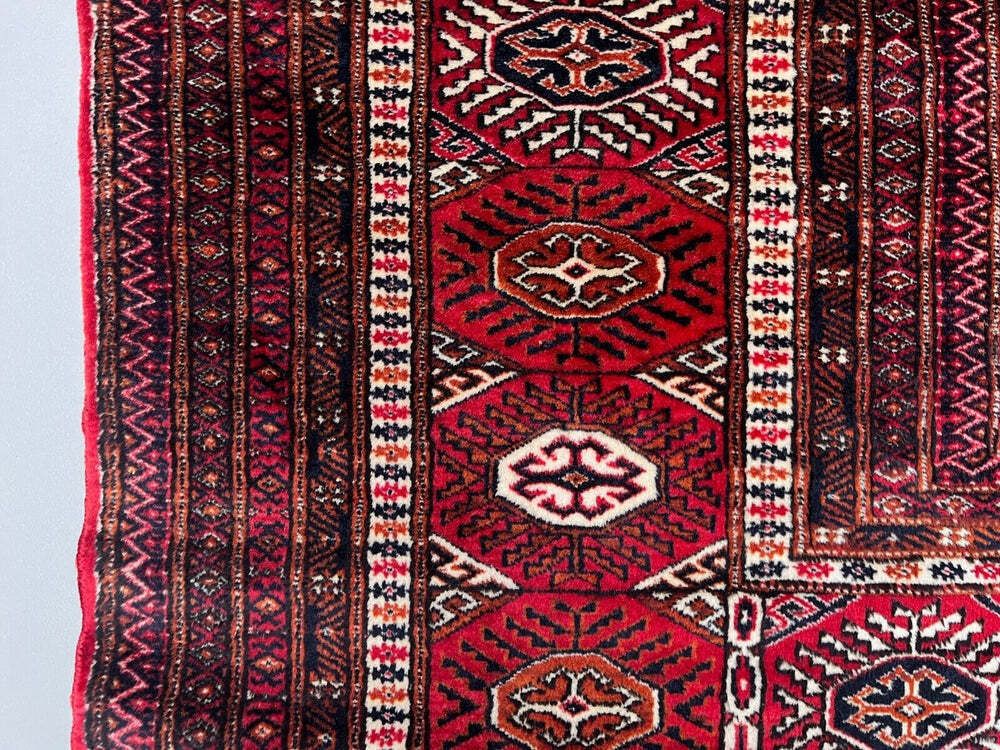 Antique Turkmen Tekke Main Carpet, 302x245 Cm Turkoman Bokhara Red Black 2504 photo vinterior