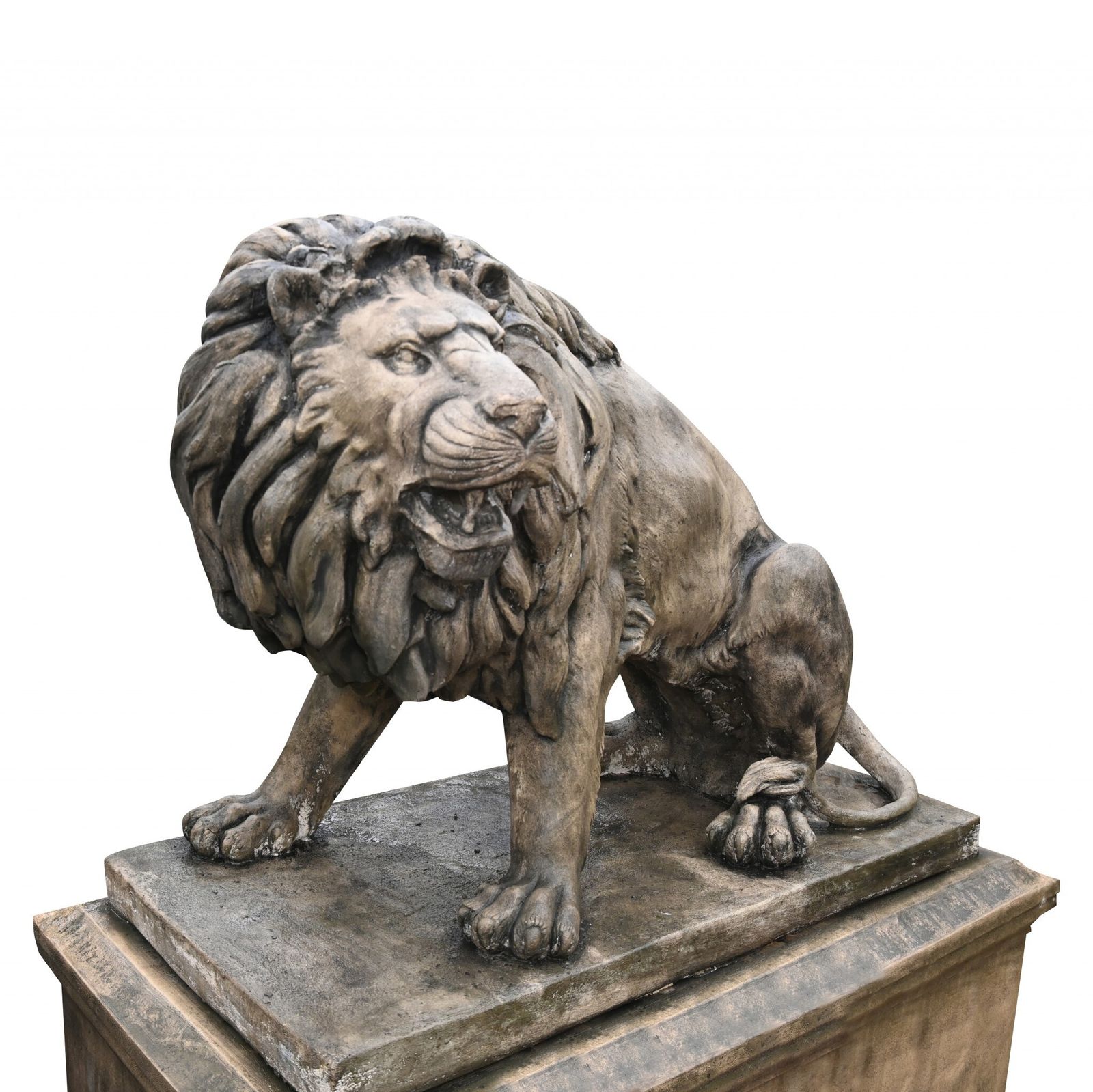 Pair Lifesize Lion Gatekeeper Statues Stone Country House photo furniture