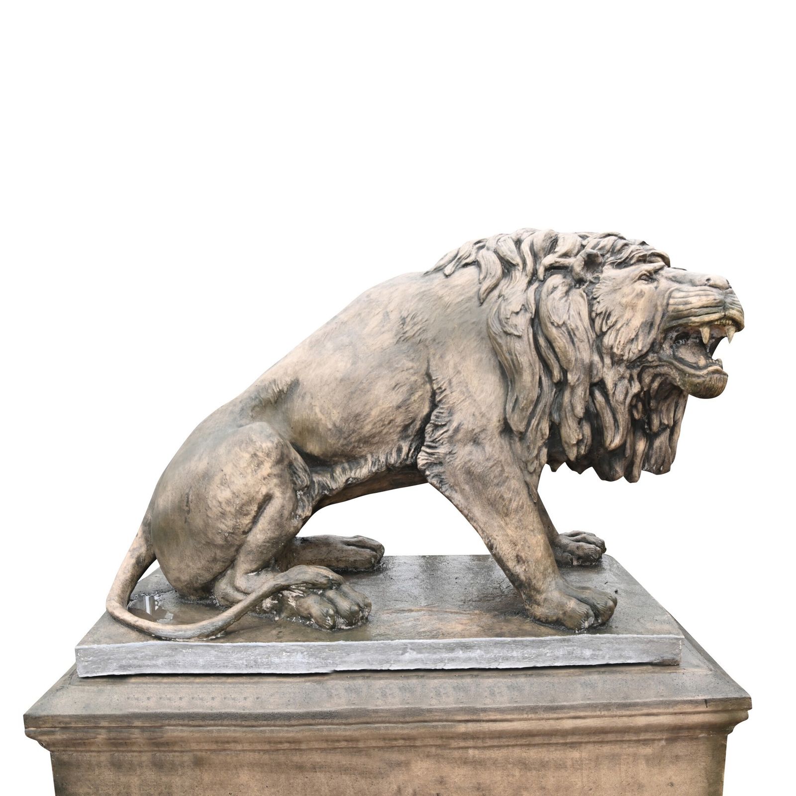 Art Pair Lifesize Lion Gatekeeper Statues Stone Country House photo