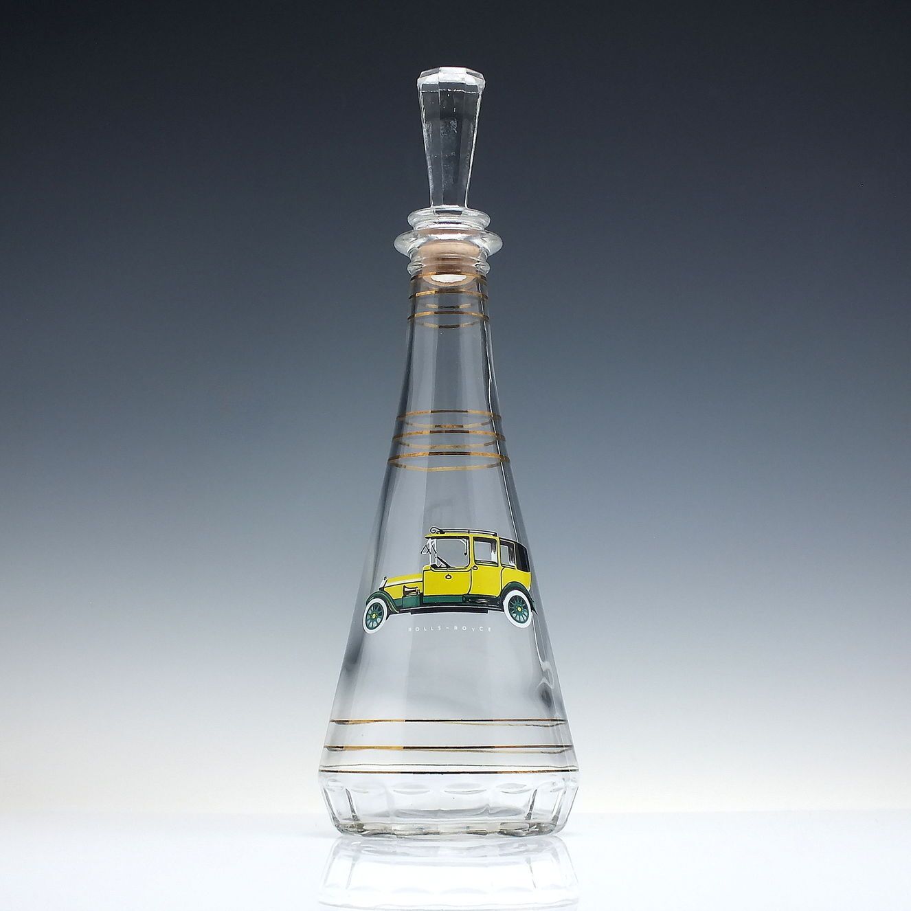 Vintage Car Glass Decanter & Six Shot Glasses C1950 70 photo for sale