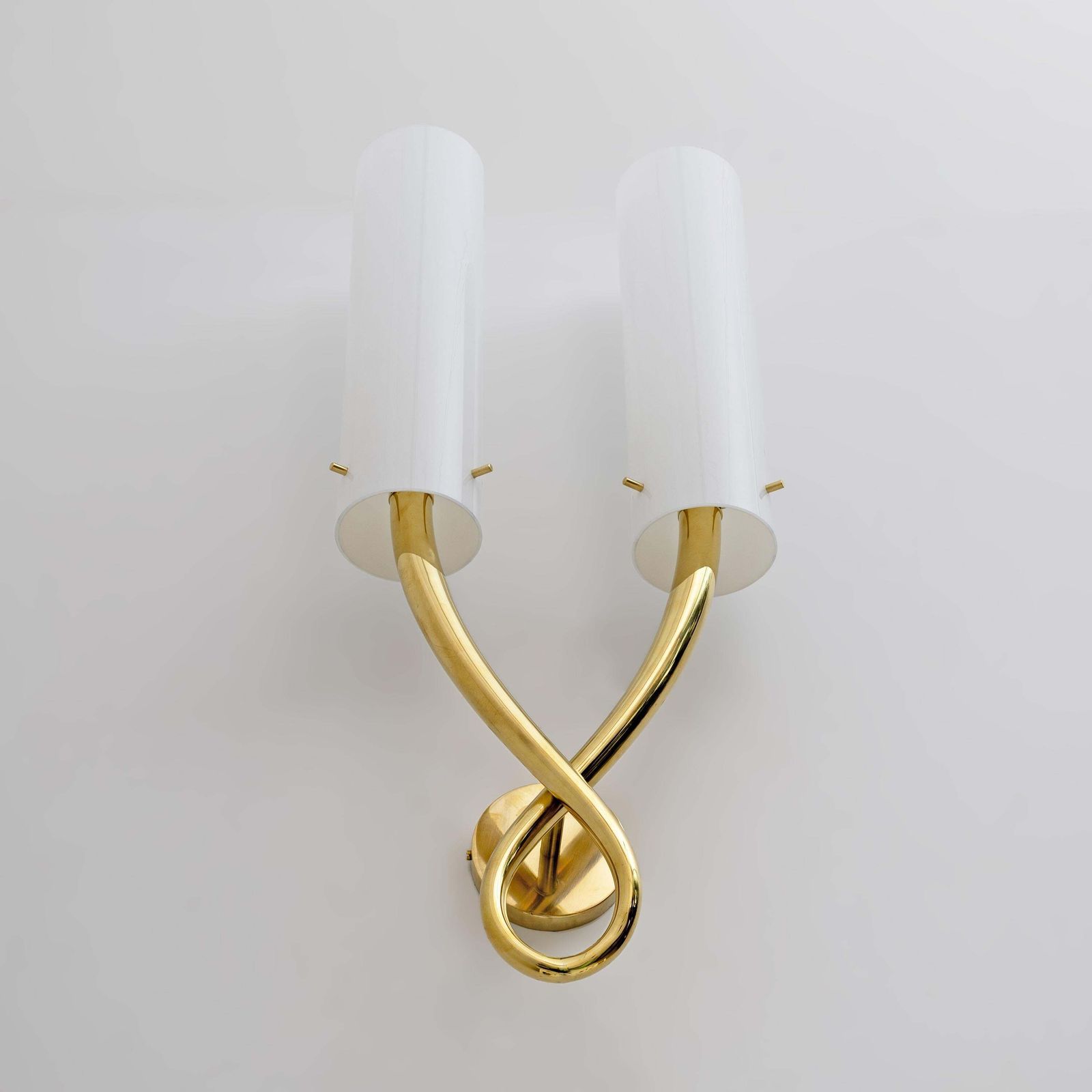 Pair Of Large Brass And Murano Glass Sconces In The Style Of Gio Ponti photo 3837.0