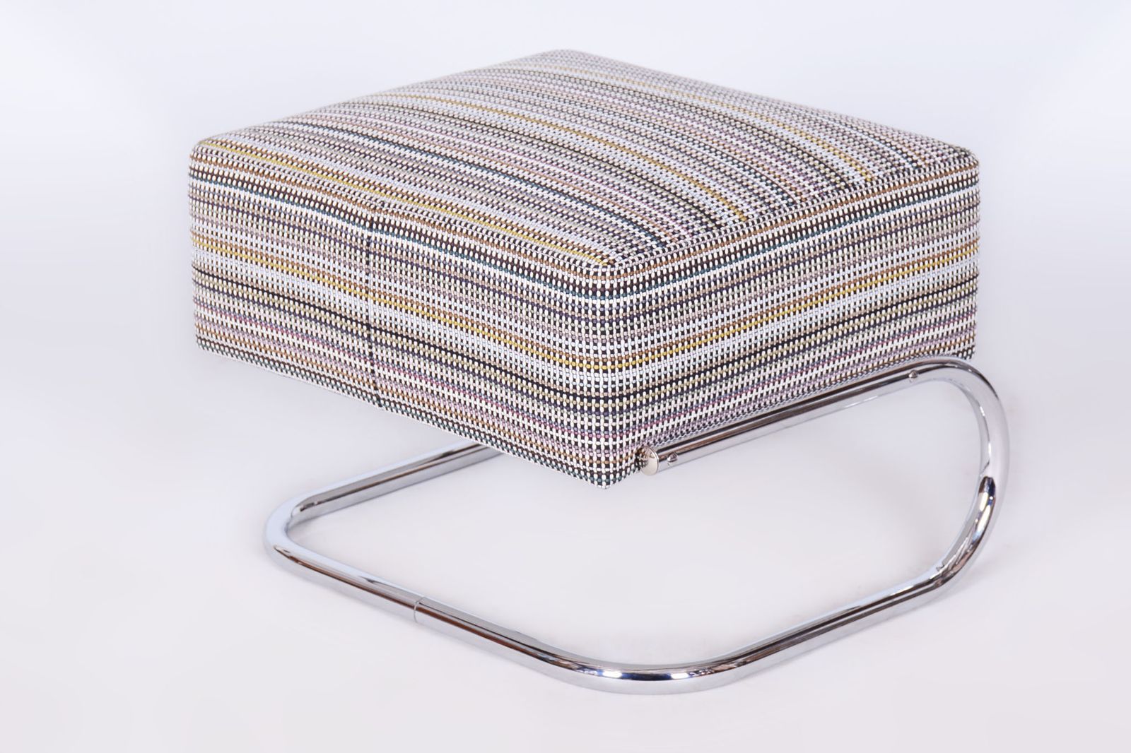 Restored Bauhaus Stool, By Robert Slezák, Chrome Plated Steel, Czech, 1930s