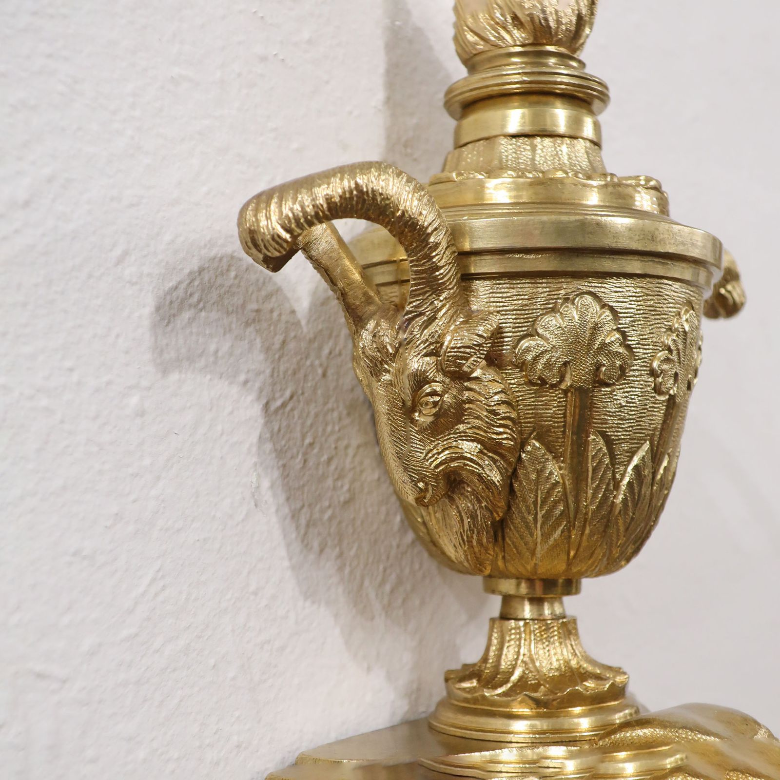 photo furniture Pair Of French Bronze Gilt Twin Arm Antique Wall Lights