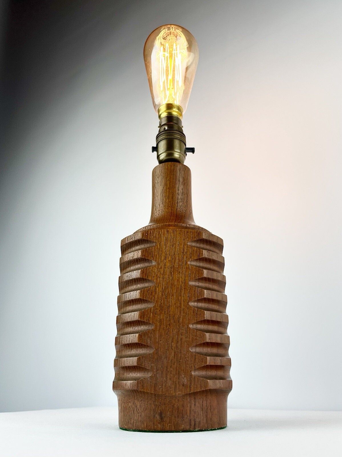 photo furniture Stylish Faceted Teak Lamp Base, 1960s