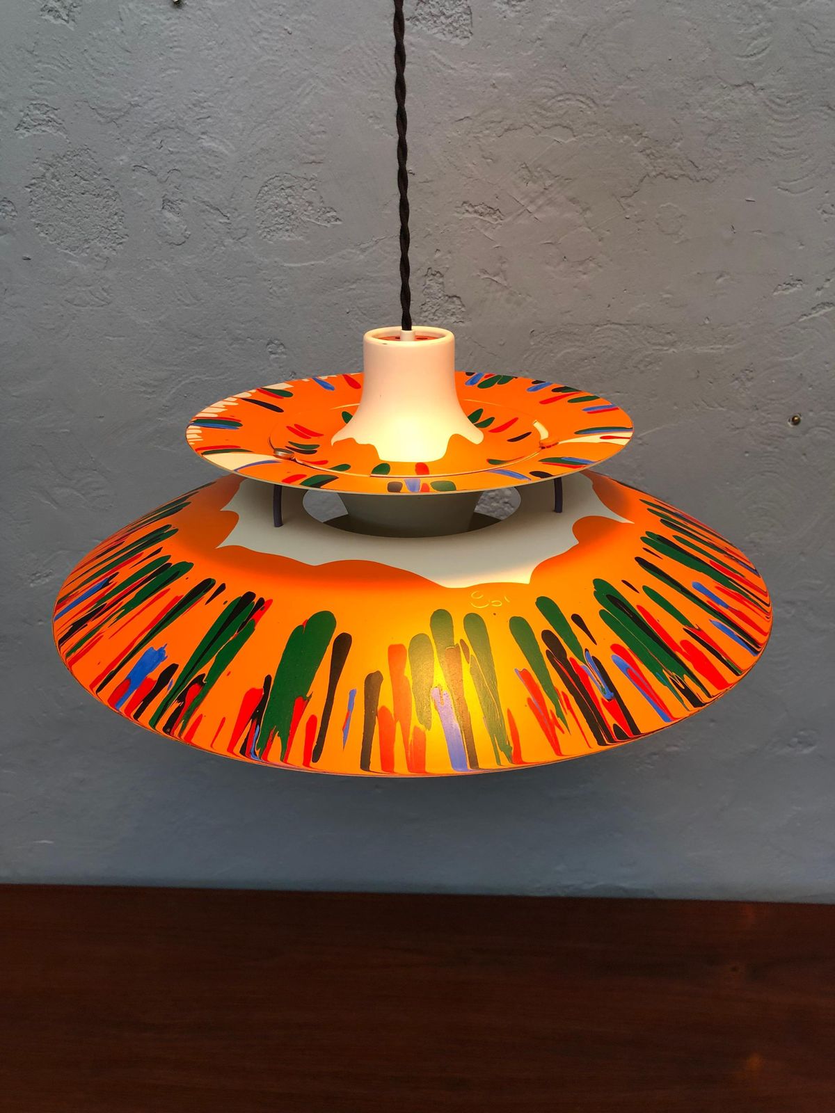 Iconic Vintage Ph5 Chandelier For Louis Poulsen Of Dk With Abstract Art Work photo for sale