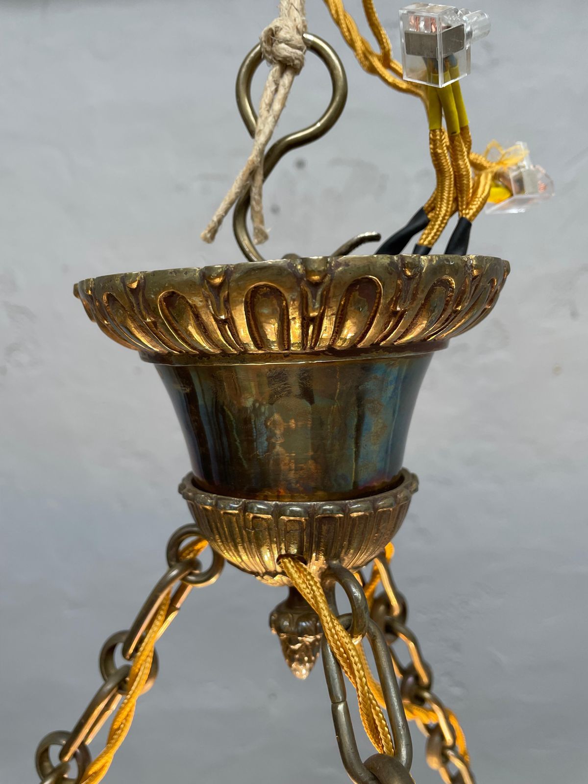 Antique Glass Alabaster Plafonnier Chandelier photo for sale
