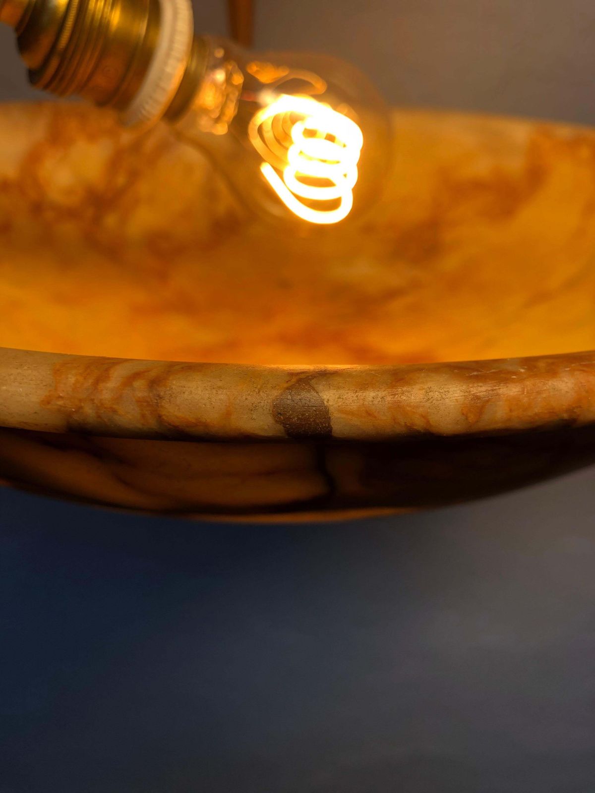 photo vinterior Antique Alabaster Plafonnier Chandelier