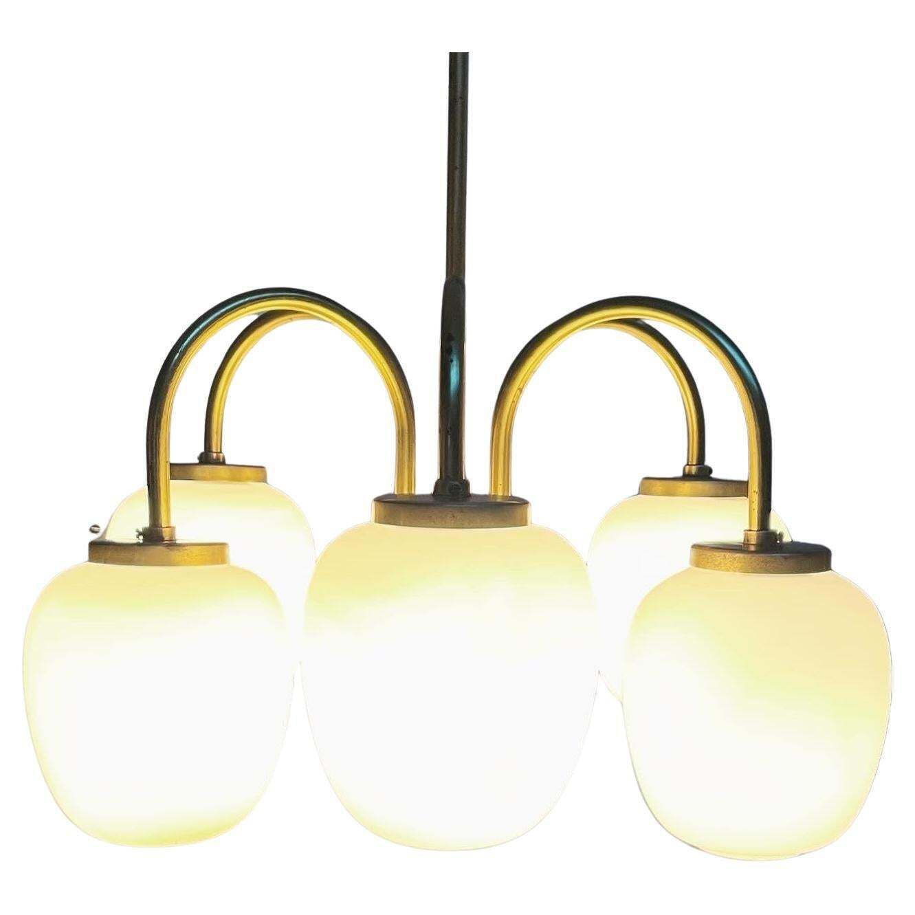Danish Modernist 6 Arm Chandelier Pendant By Lyfa