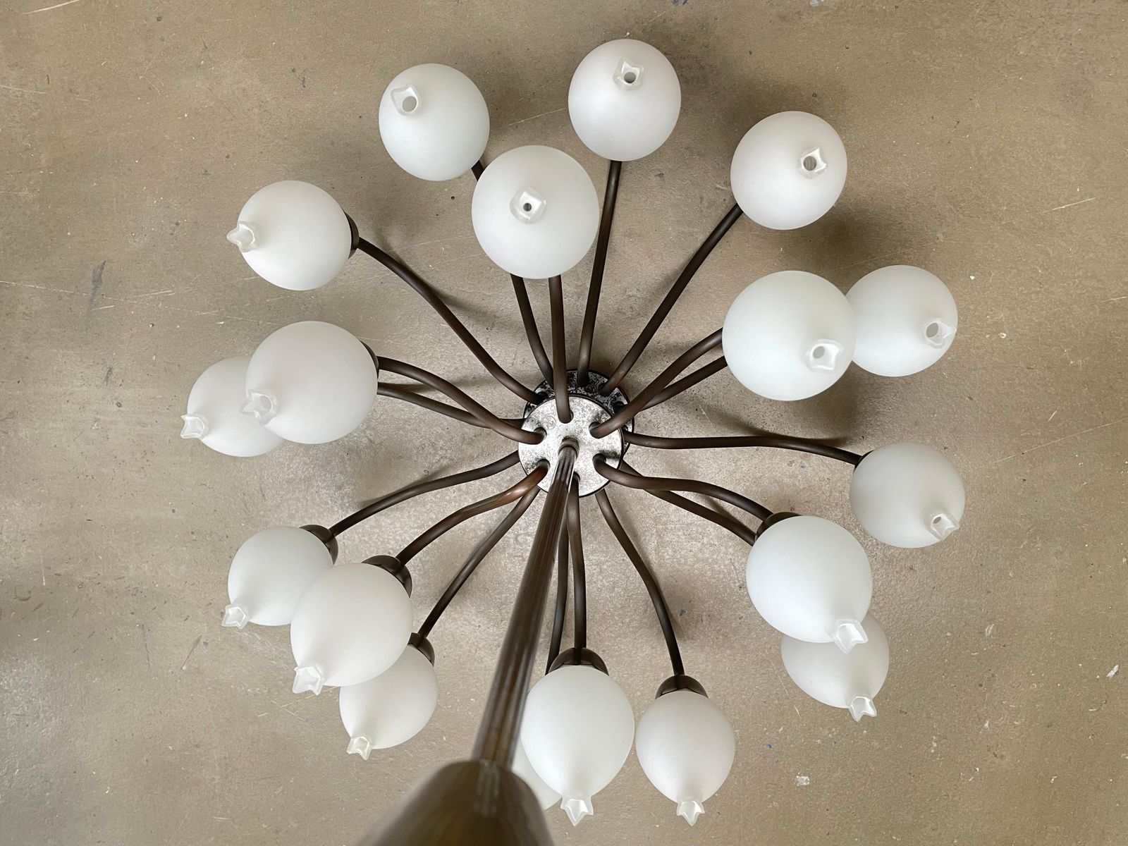 Lighting A Mid Century 18 Arm Tulip Pendant Chandelier By Fog And Mørup Of Denmark photo