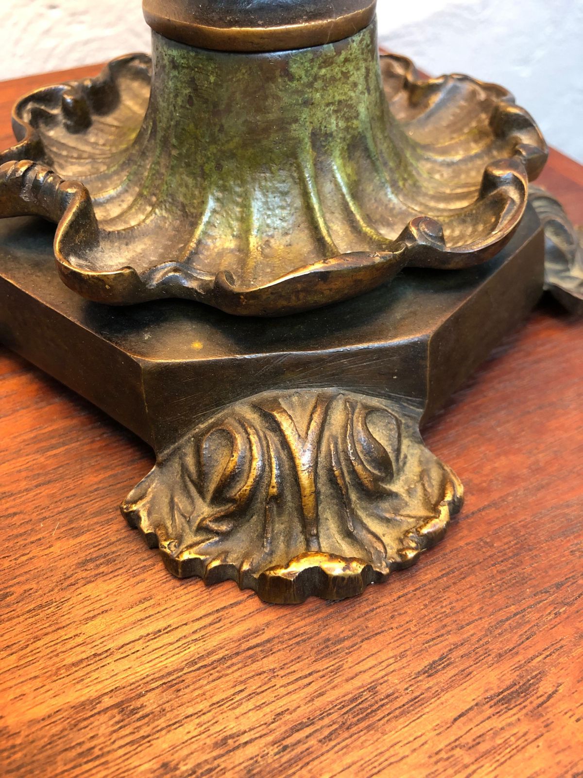 Antique Danish Cast Bronze Table Lamp photo vinterior