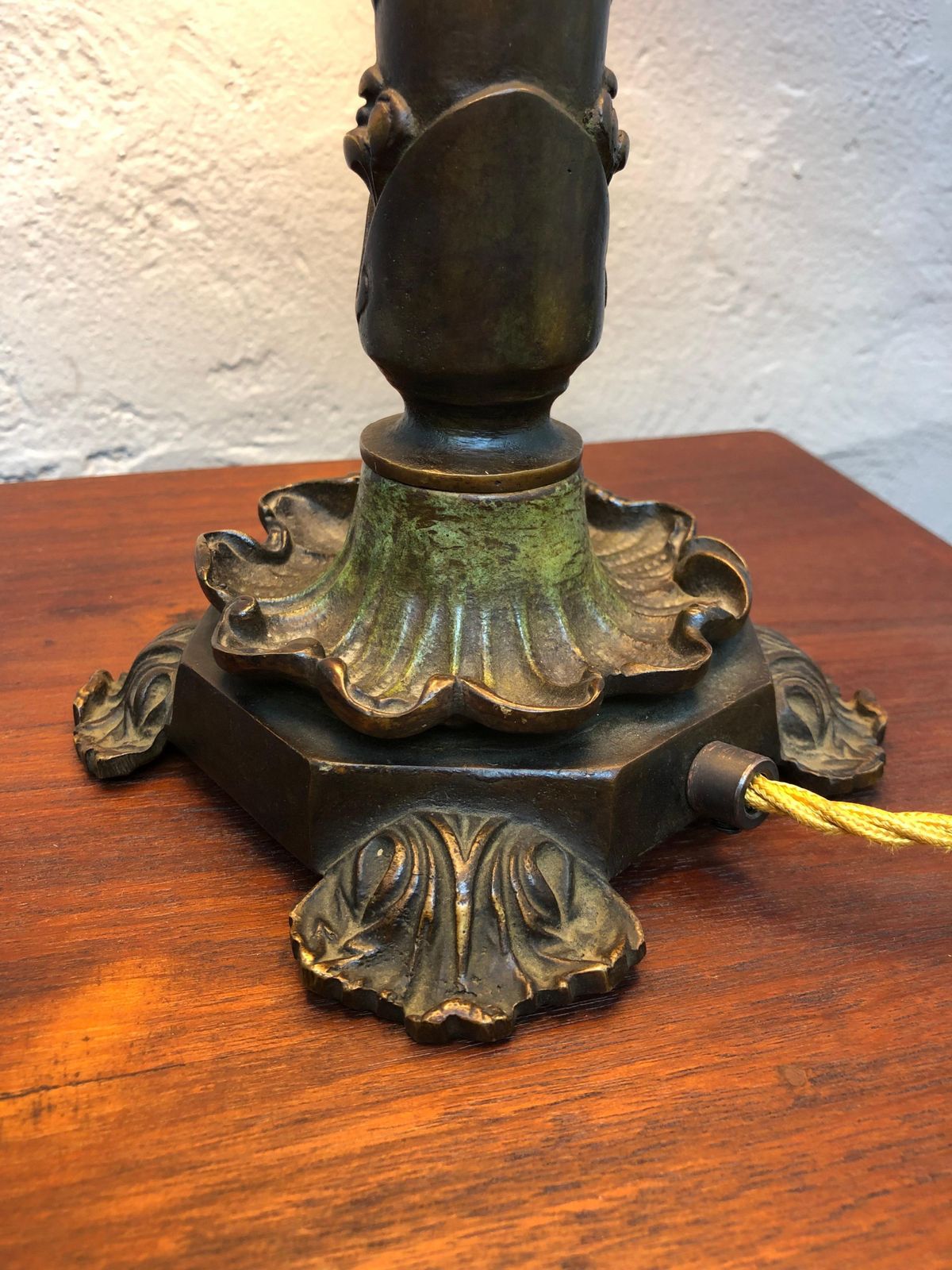 Antique Danish Cast Bronze Table Lamp photo vintage