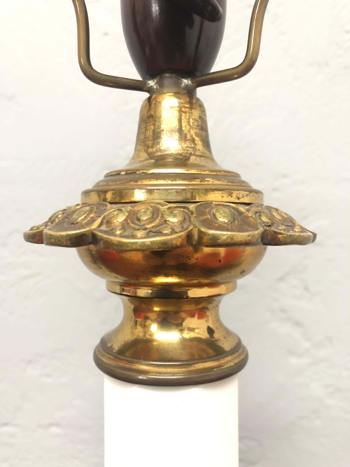 Large Antique Heiberg Ceramic Electrified Oil Table Lamp photo buy