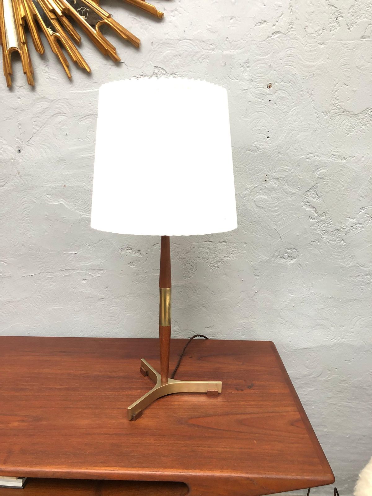 Lighting Midcentury Jo Hammerborg President Table Lamp For Fog & Mørup In Teak And Brass photo
