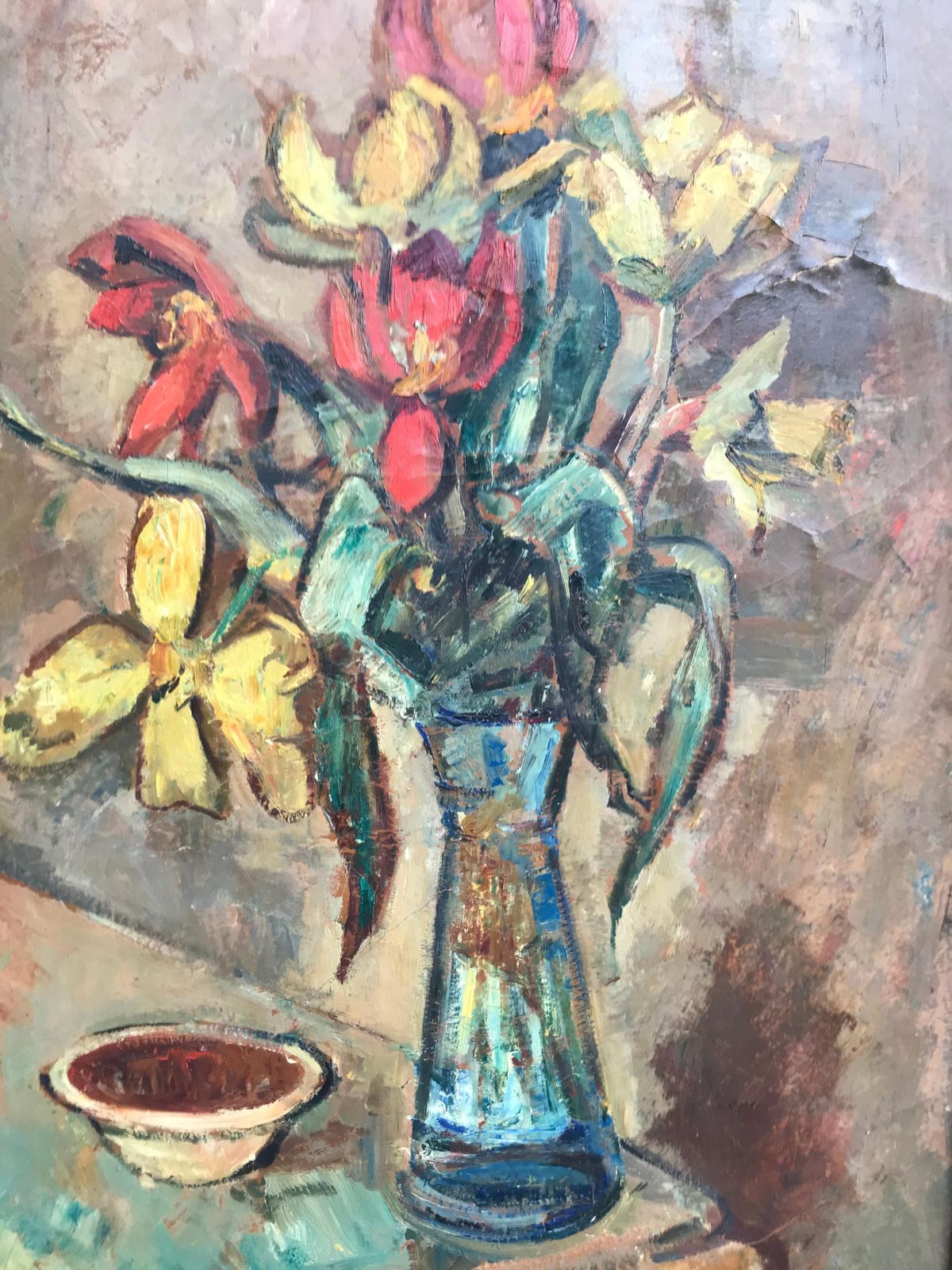 Large Beautiful Oil On Canvas Of A Flower Setup From 1936 By Ludvig Jacobsen photo Art