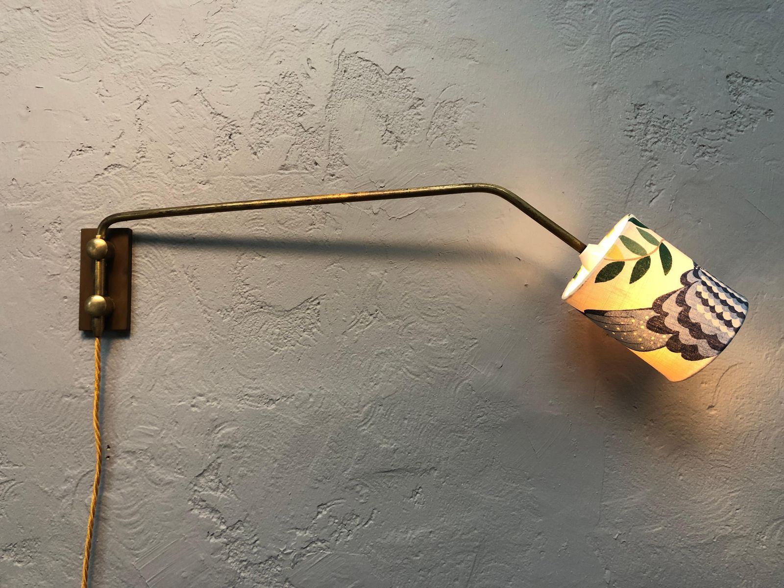 Midcentury Danish Brass Wall Lamp photo for sale