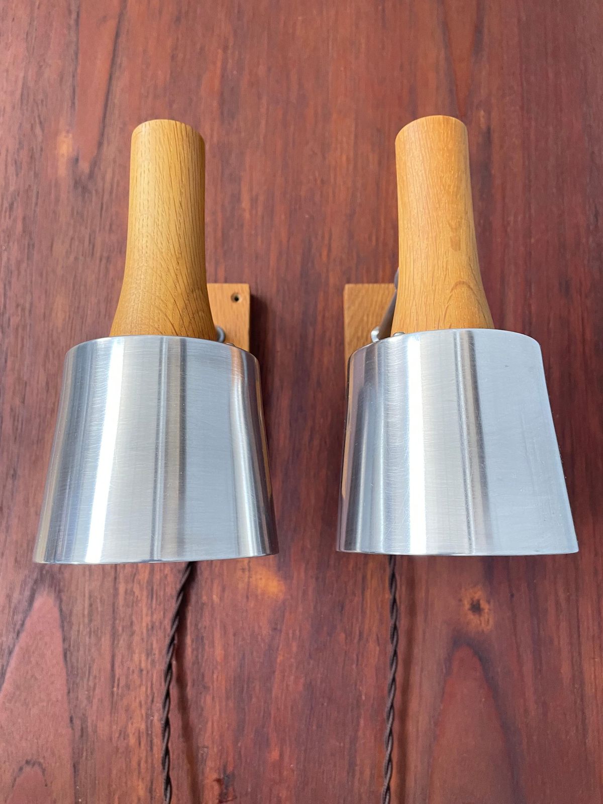 A Pair Of Mid Century Wall Lamps By Lyfa Of Denmark In Teak photo Lighting