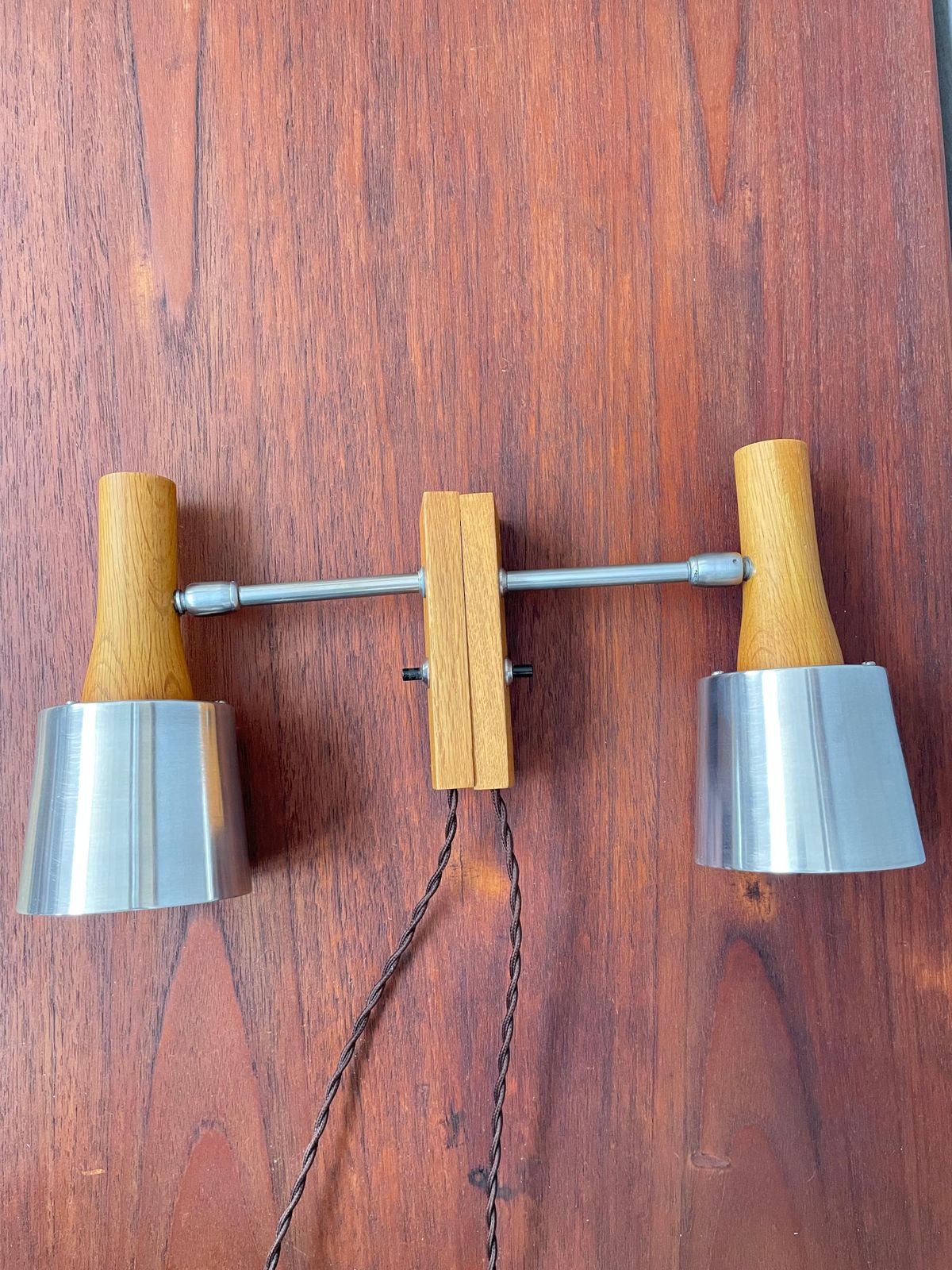 A Pair Of Mid Century Wall Lamps By Lyfa Of Denmark In Teak photo vintage