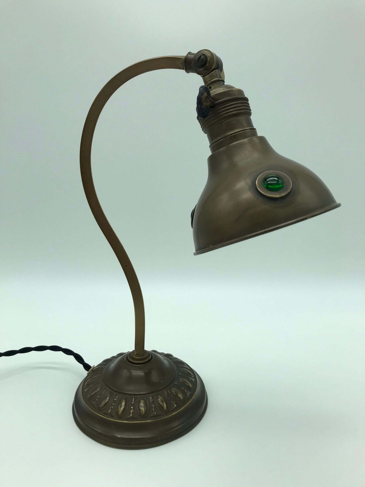 Italian Art Deco Table Lamp From The 1930s In Copper With In Laid Glass Beads photo furniture