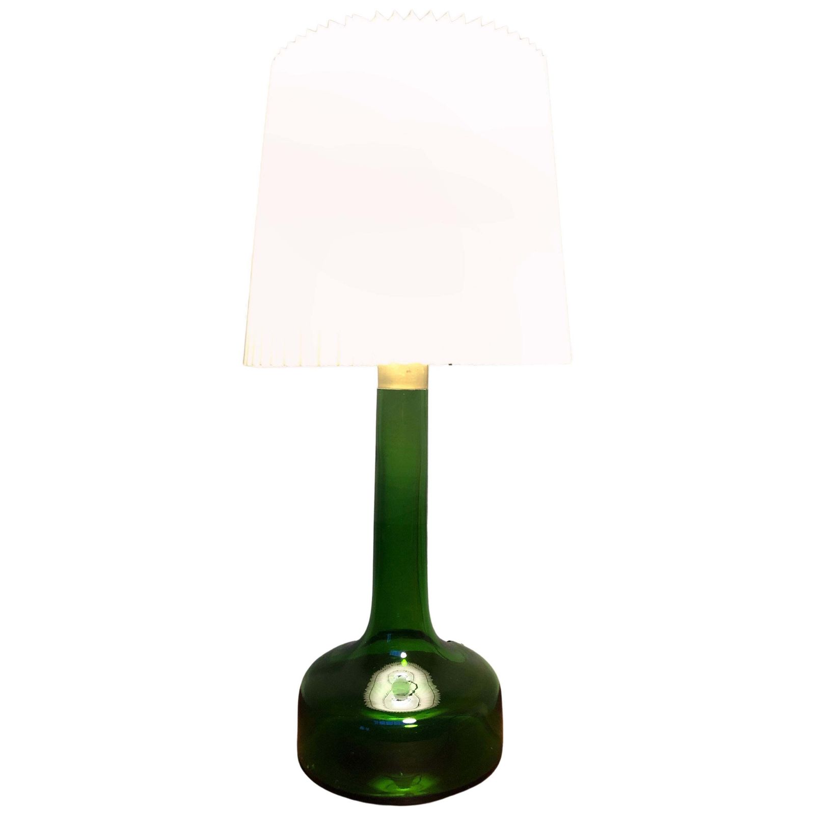 Vintage Green Glass Table Lamp By Biilman Petersen For Le Klint / Holmegaard