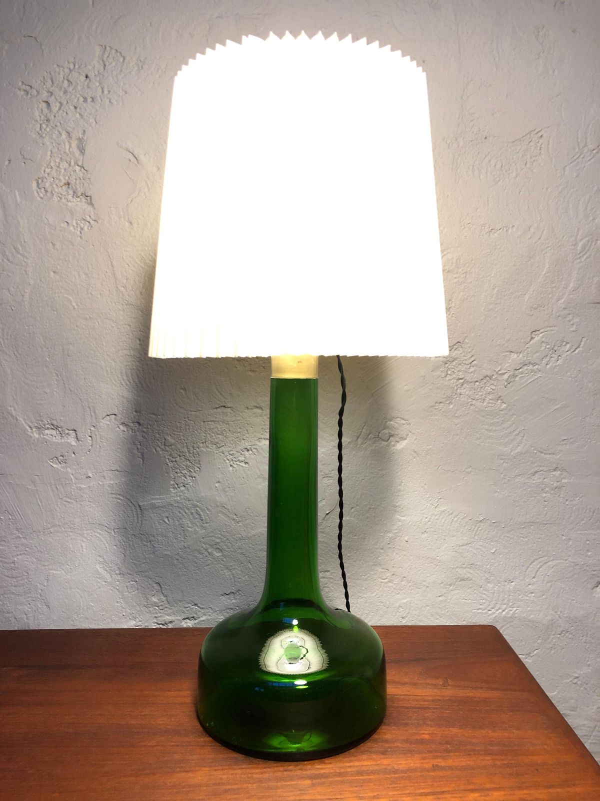 581.0 Vintage Green Glass Table Lamp By Biilman Petersen For Le Klint / Holmegaard photo