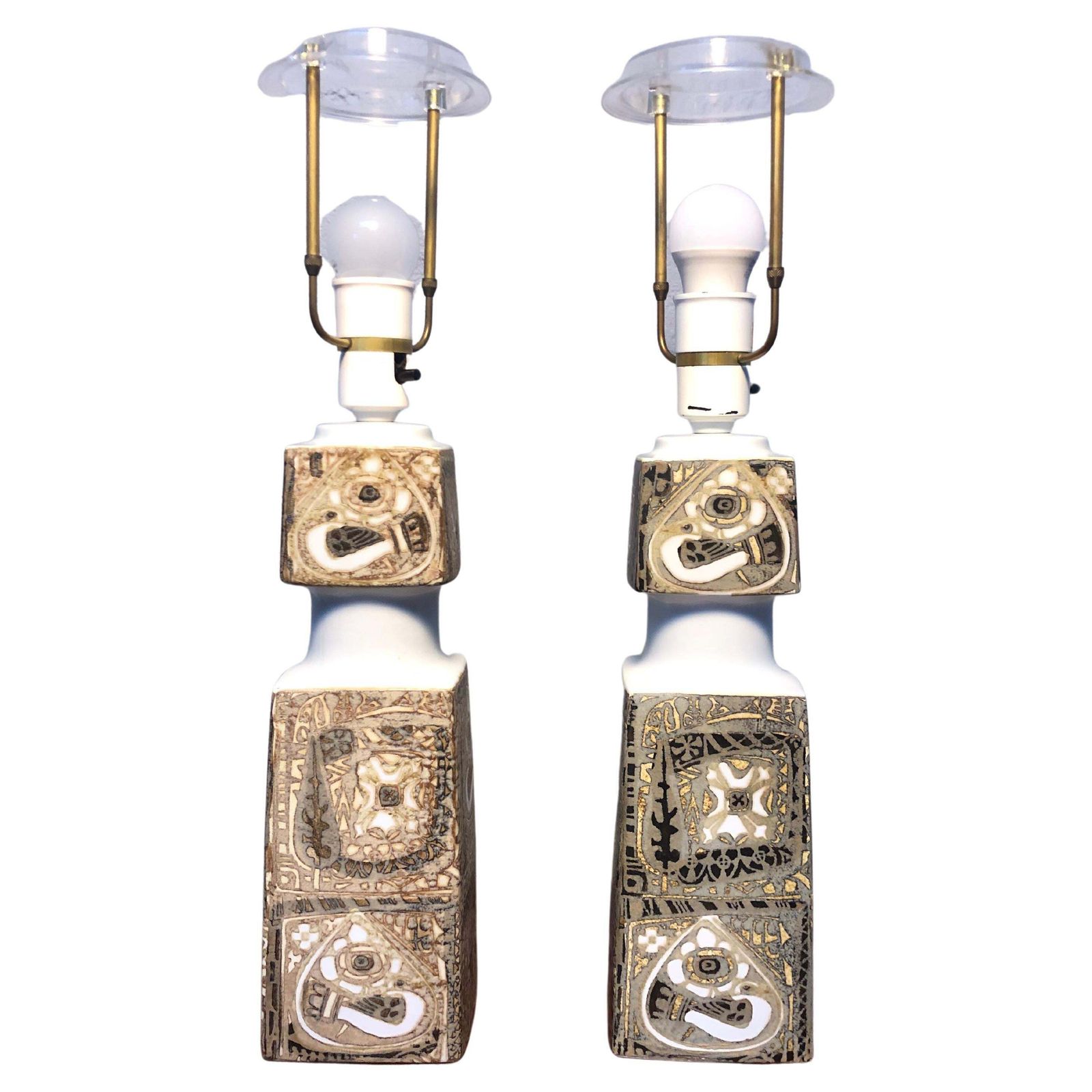 Pair Of Mid Century Ceramic Table Lamp By Nils Thorssen For Fog And Mørup