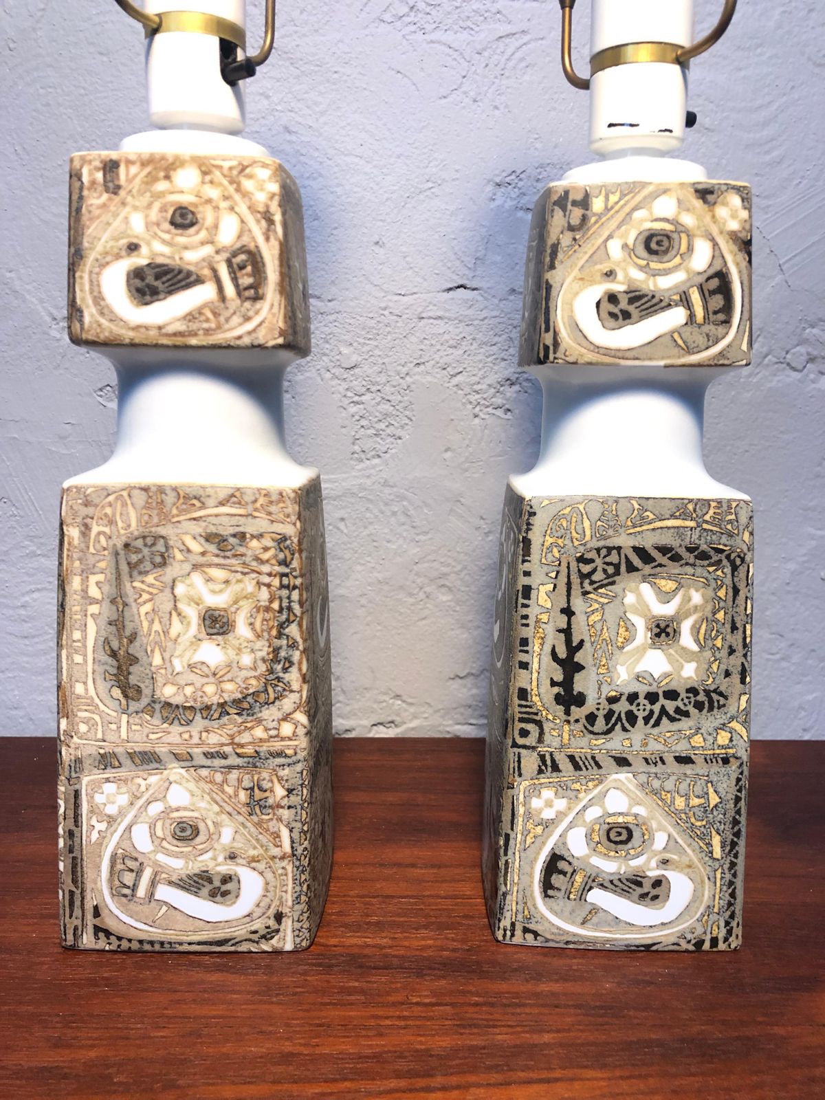 Pair Of Mid Century Ceramic Table Lamp By Nils Thorssen For Fog And Mørup photo furniture