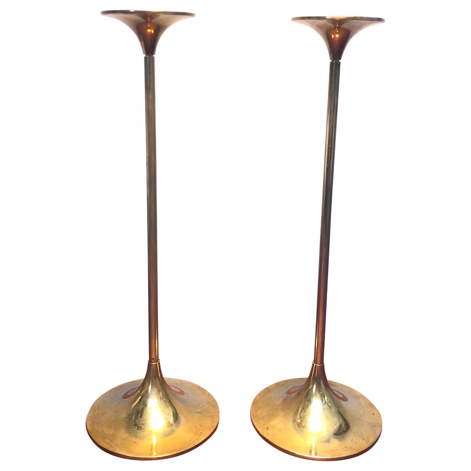 Pair Of Mid Century Brass Candle Holders By Torben ørskov Of Copenhagen