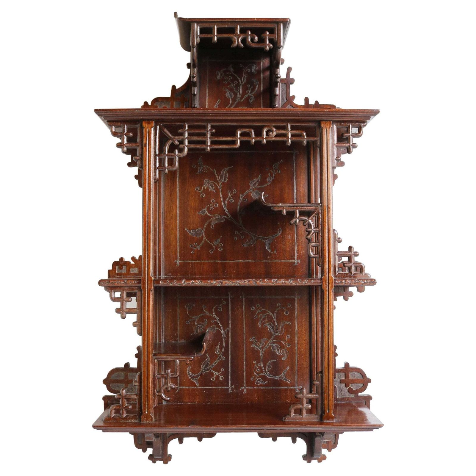 Antiek Art Nouveau Wandkabinet Mahonie 1890 Japanse Gabriel Viardot Stijl