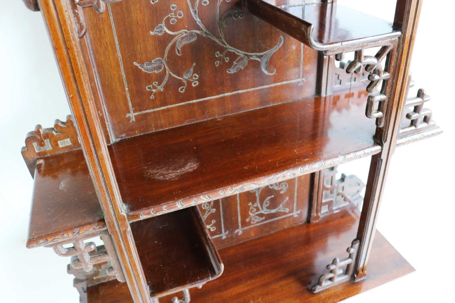 photo furniture Antique Art Nouveau Wall Cabinet Mahogany 1890 Japanse Gabriel Vierdot Style