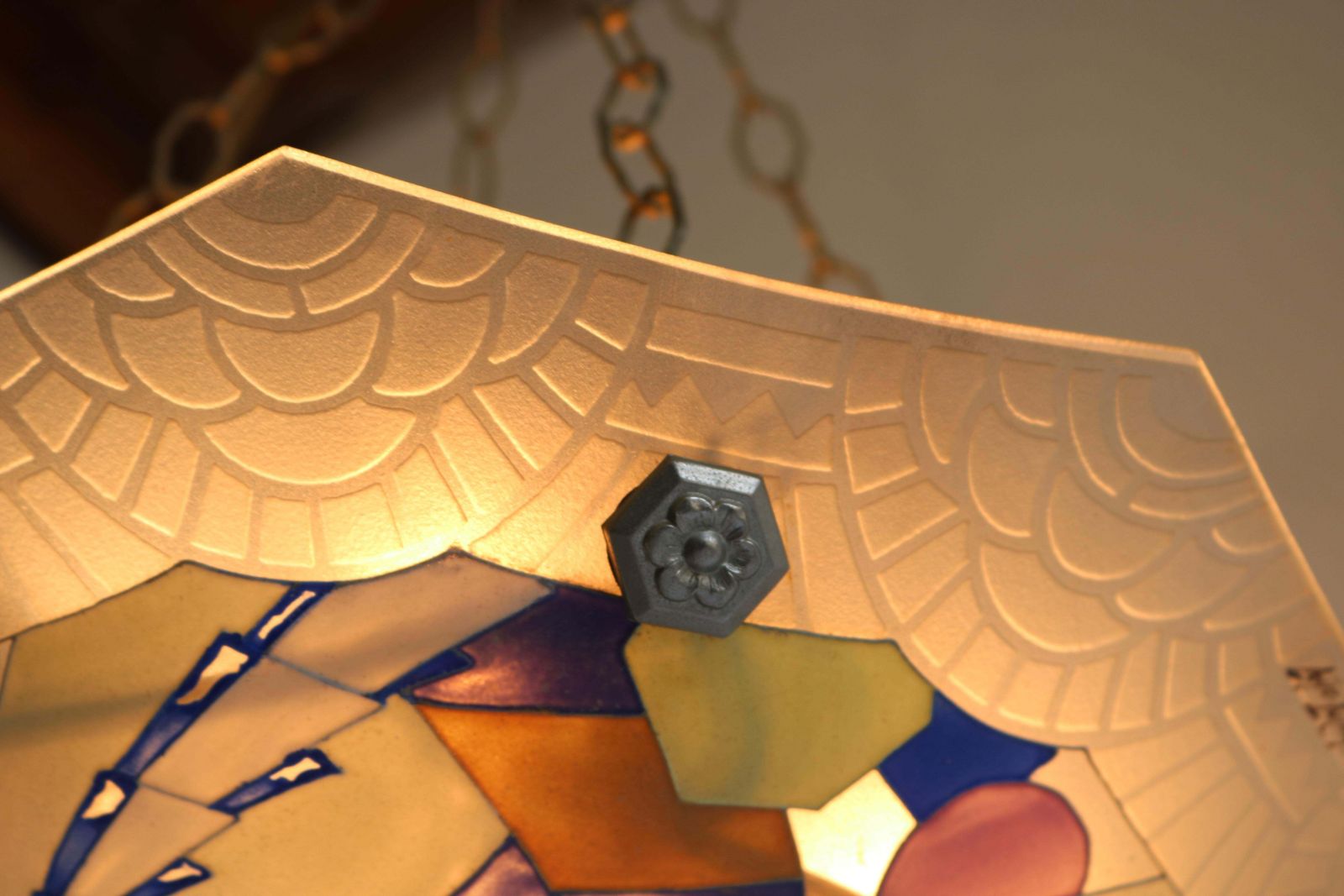 Art Deco Hanglamp Van Loys Lucha – Frans Antiek Geometrisch Emailwerk, 1930 photo furniture