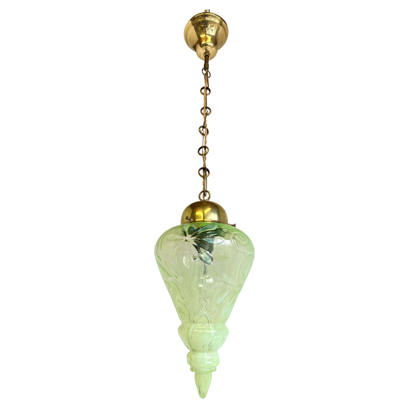Arts & Crafts Pendant Light By Henry G. Richardson & Sons 1900 Vaseline Glass
