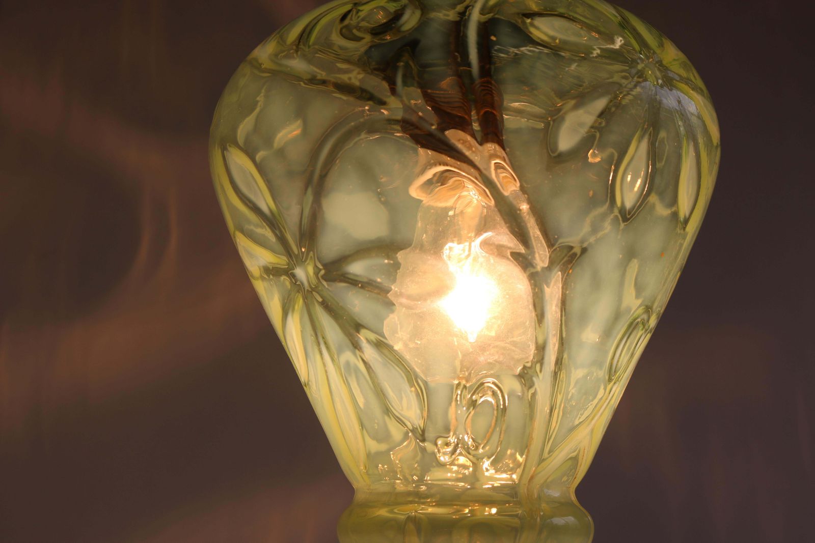 photo furniture Arts & Crafts Pendant Light By Henry G. Richardson & Sons 1900 Vaseline Glass