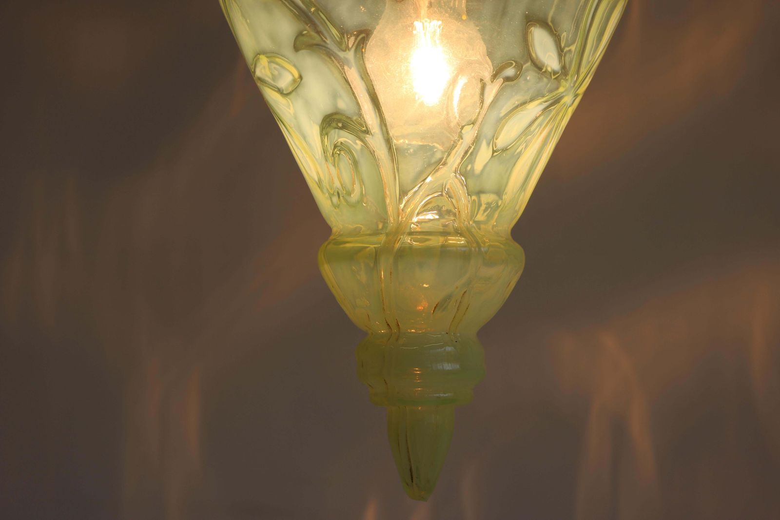 photo for sale Arts & Crafts Pendant Light By Henry G. Richardson & Sons 1900 Vaseline Glass