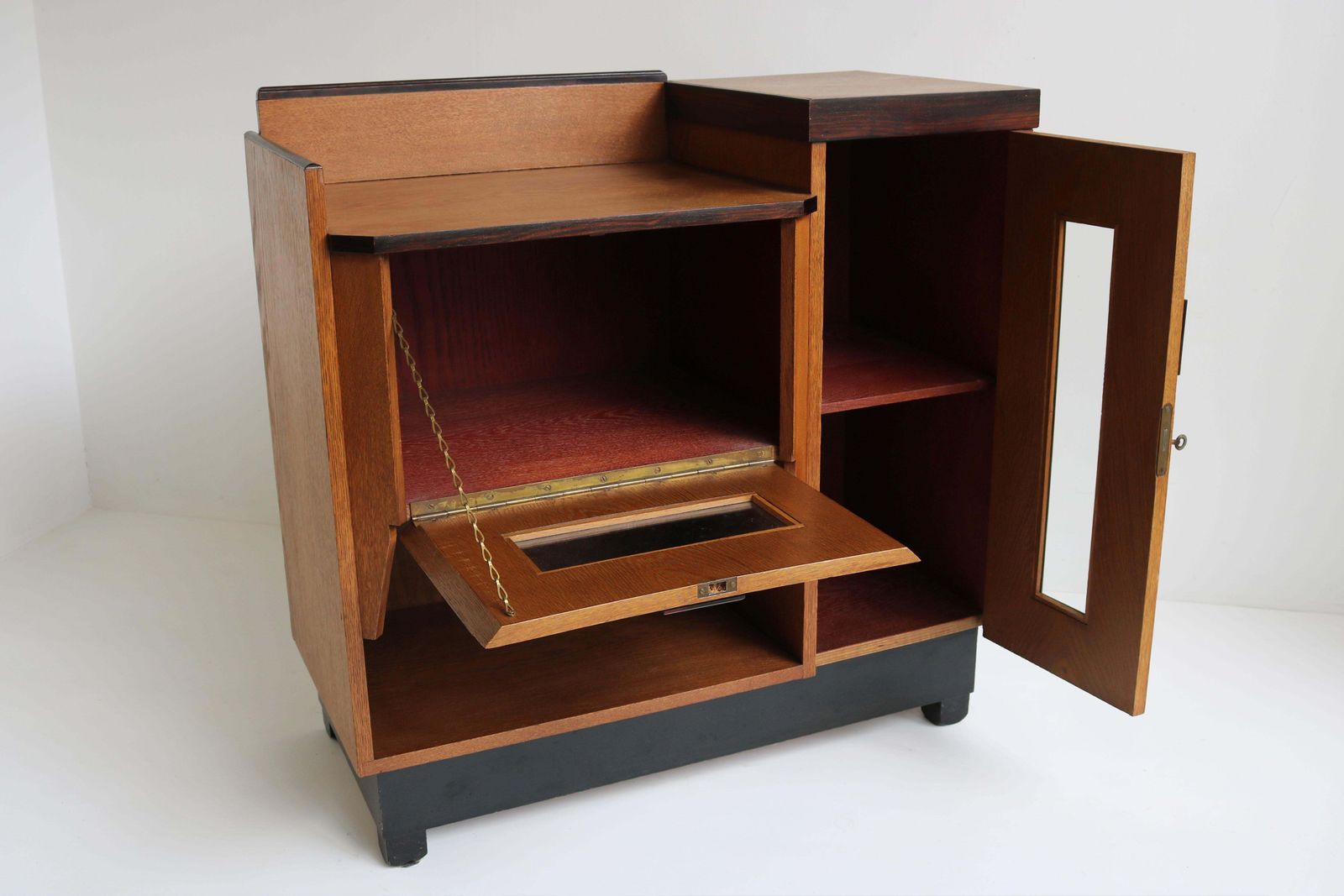 Dutch Art Deco Design By P.E.L Izeren Amsterdam School Tea Cabinet 1920 Oak photo buy