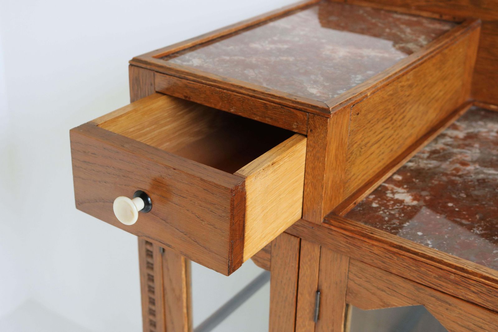 photo furniture Dutch Art Deco Amsterdam School 1920 Tea Cabinet / Display Cabinet Faux Marble