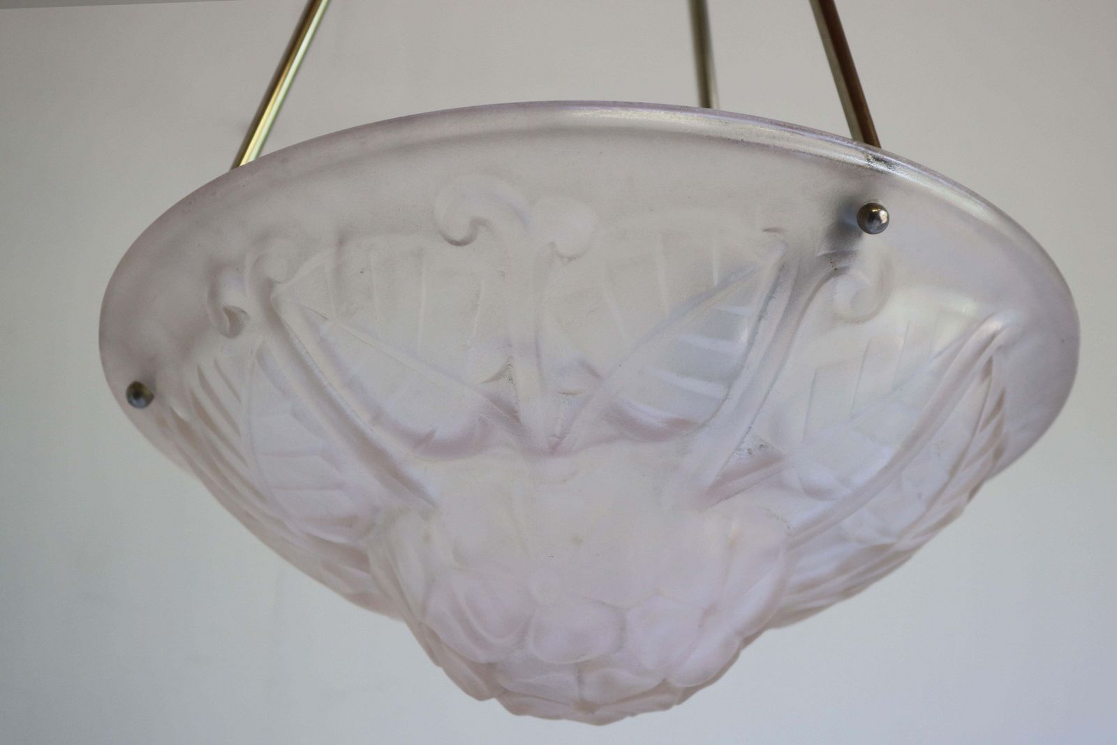 Antique Art Deco / Art Nouveau Floral Pendant Chandelier By Degue 1930 Soft Pink photo Lighting