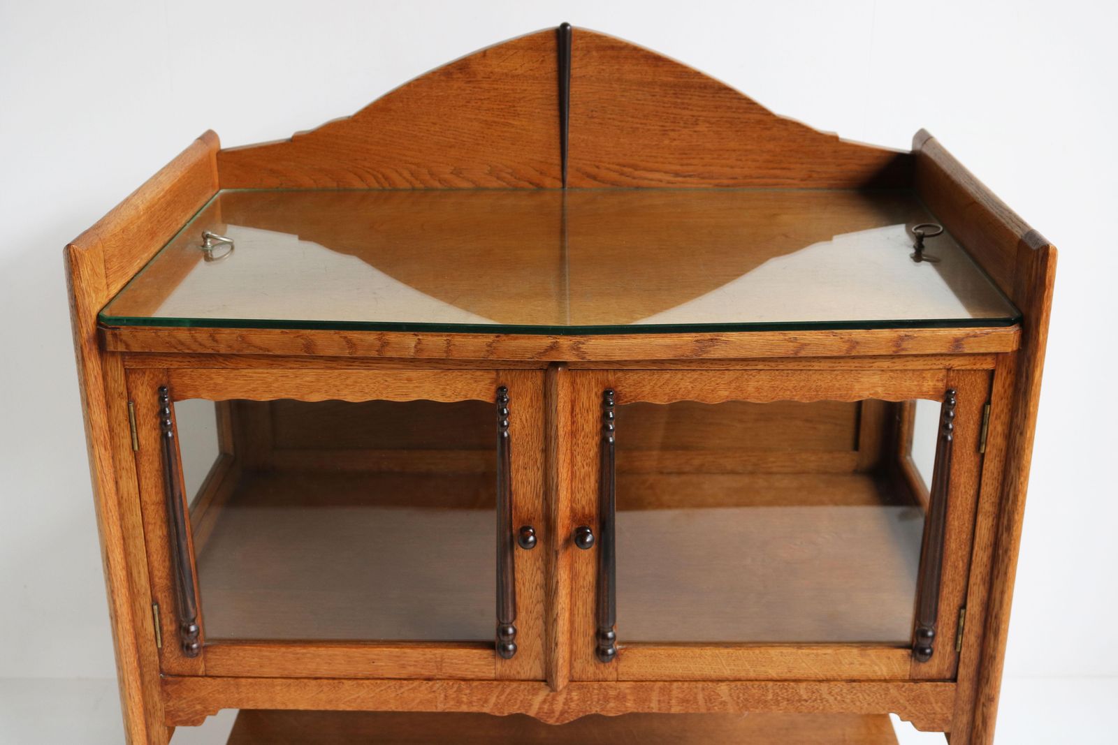 Antique Dutch Art Deco Amsterdam School 1920 Tea Cabinet / Display Bar Cabinet photo for sale