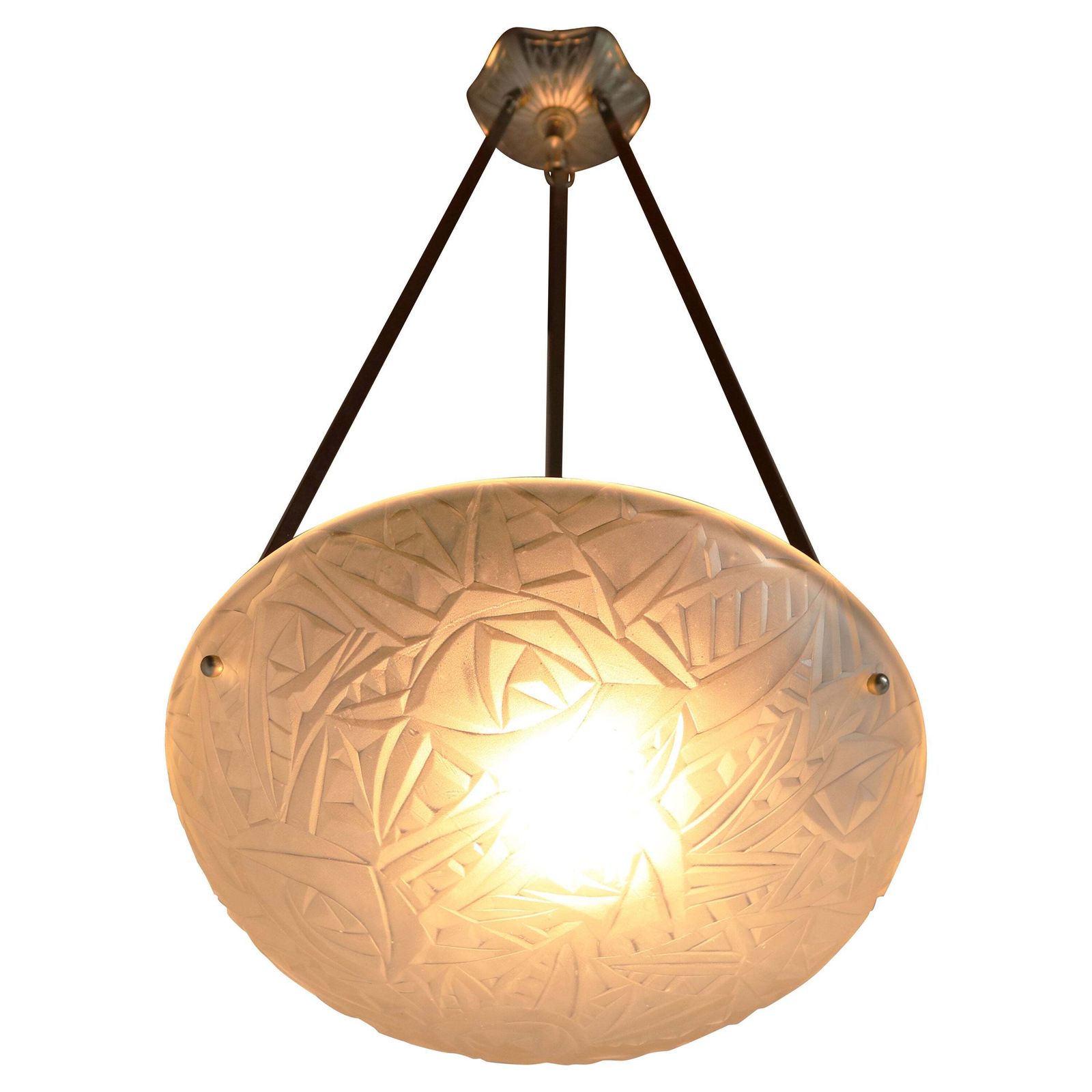 Antieke Franse Art Deco Hanglamp Van Jean Noverdy, 1930 – Kroonluchter