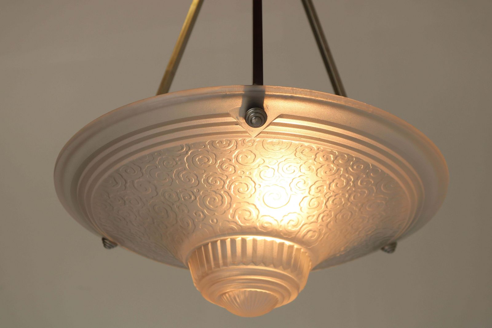 French Art Deco Chandelier By Muller Freres Luneville 1930 Pendant / Flush Mount photo for sale