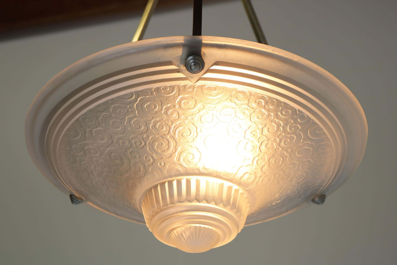 photo buy French Art Deco Chandelier By Muller Freres Luneville 1930 Pendant / Flush Mount