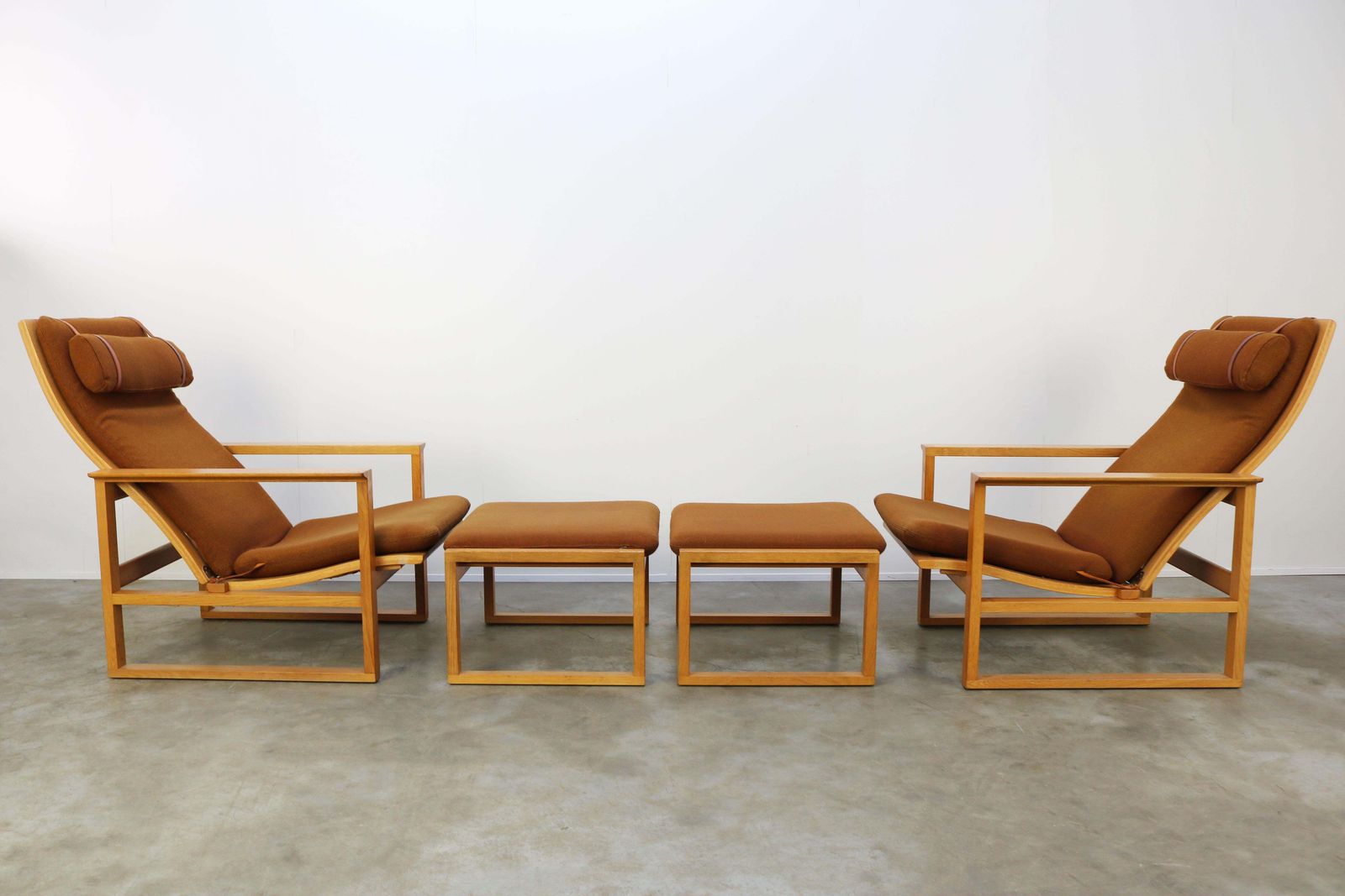 Rare Pair Of Model 2254 Lounge Chairs By Børge Mogensen With Ottomans 1950s Wool photo furniture